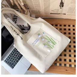 Túi tote túi vải canvas liền thân đeo vai có ngăn ngoài Flowers Rabbit đựng vừa a4 - tuicwh1213 3