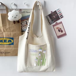 Túi tote túi vải canvas liền thân đeo vai có ngăn ngoài Flowers Rabbit đựng vừa a4 - tuicwh1213 2