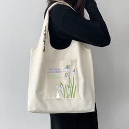 Túi tote túi vải canvas liền thân đeo vai có ngăn ngoài Flowers Rabbit đựng vừa a4 - tuicwh1213 4