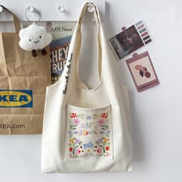 Túi tote túi vải canvas liền thân đeo vai có ngăn ngoài  art in bloom đựng vừa a4 - tuicwh1214 1