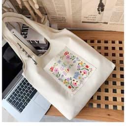 Túi tote túi vải canvas liền thân đeo vai có ngăn ngoài  art in bloom đựng vừa a4 - tuicwh1214 2