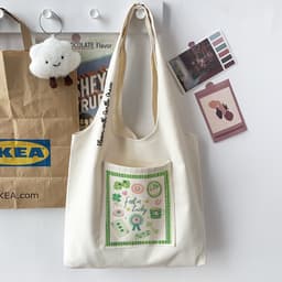Túi tote túi vải canvas liền thân đeo vai có ngăn ngoài feel in Lucky đựng vừa a4 - tuicwh1216 2