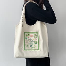 Túi tote túi vải canvas liền thân đeo vai có ngăn ngoài feel in Lucky đựng vừa a4 - tuicwh1216 5