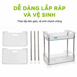 Kệ Đa Năng Chữ Nhật 5556 Hokori Nhựa Trong Suốt Cao Cấp Hai Tầng Tiết Kiệm Không Gian Gọn Gàng GD383 5