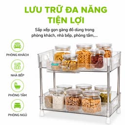 Kệ Đa Năng Chữ Nhật 5556 Hokori Nhựa Trong Suốt Cao Cấp Hai Tầng Tiết Kiệm Không Gian Gọn Gàng GD383 7