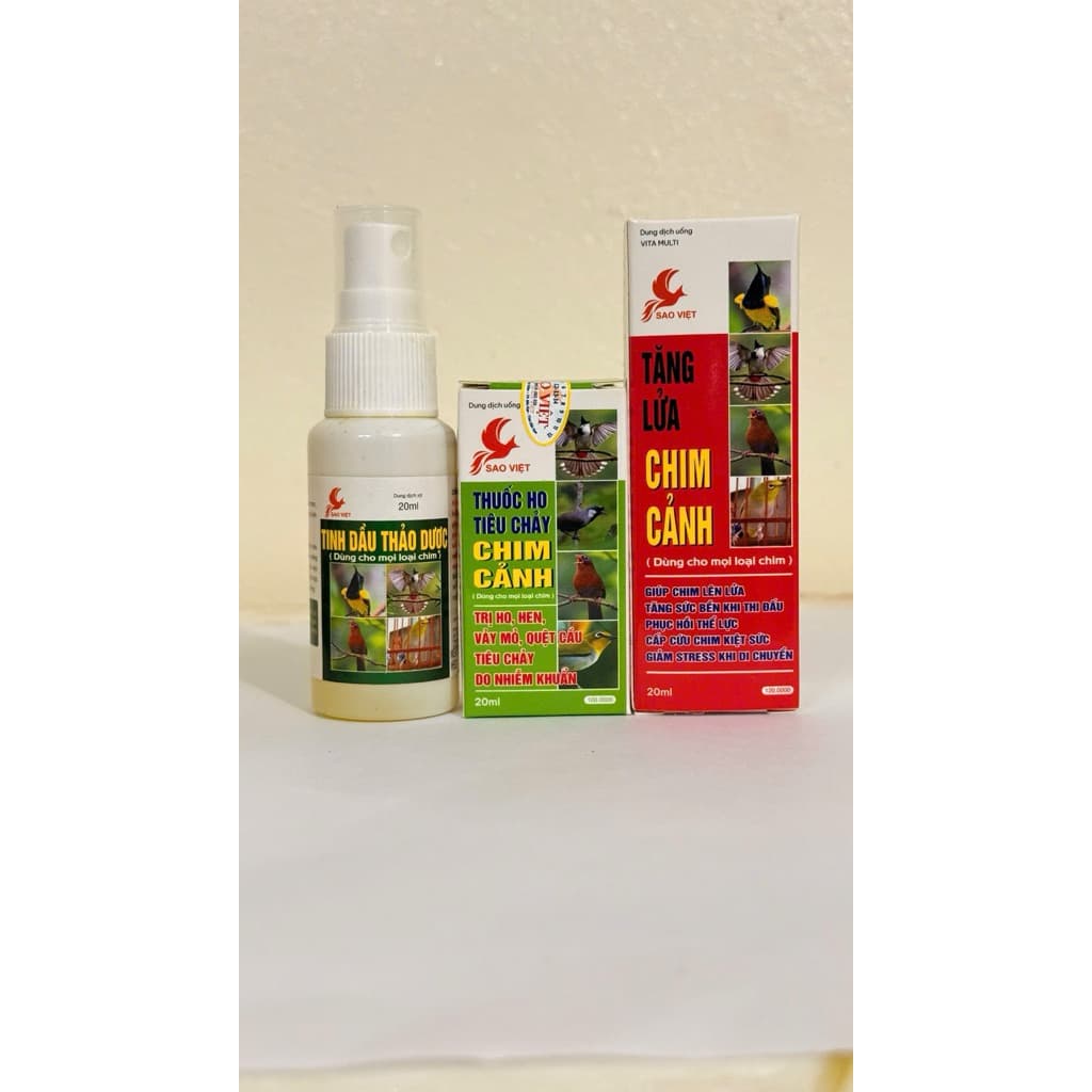 Combo Ho + Tăng lửa + Tinh dầu xịt Sao Việt cho chim cảnh