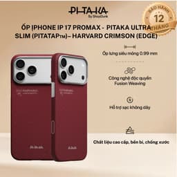 [iPhone 17 Pro Max] Ốp iPhone Pitaka Ultra-Slim with PitaTap - màu Harvard Crimson (Edge) mỏng nhẹ, chất liệu cao cấp 1