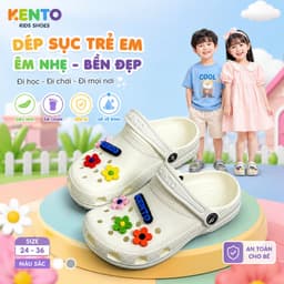 (Tặng Charm) Dép Sục Clog KENTO Cao Cấp Trẻ Em 4-12 Tuổi | Hỗ Trợ Vòm Chân, Chống Trơn.8008 1