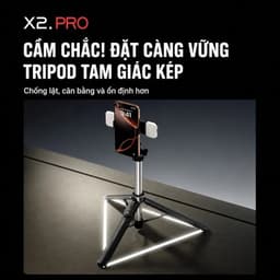 Gậy selfie X2 kiêm chân tripod Dài 1.3m có thể điều chỉnh Xoay 360 độ Điều khiển Bluetooth không dây 5