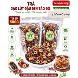 Trà Đậu Đen Gạo Lứt Táo Đỏ Túi Zíp 500G - Trà Dưỡng Sinh Thanh Nhiệt Giải Khát, Thơm Ngon Tự Nhiên, Dễ Uống 4