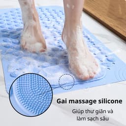 Thảm nhà tắm chống trượt massage chân chất liệuTPE+PVCcao cấp,hút chân không treo tường,có lỗ thoát nước nhanh chóng 5