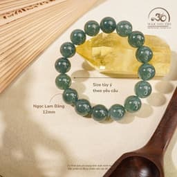 Ngọc Đan Tâm - Vòng Tay Ngọc Lam Băng 12mm - Đa Mệnh 2