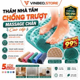 Thảm nhà tắm chống trượt massage chân chất liệuTPE+PVCcao cấp,hút chân không treo tường,có lỗ thoát nước nhanh chóng 1