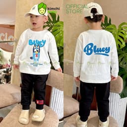 [10-29KG] Bộ Dài Tay Cho Bé Trai KIMCHIBABY Vải Cotton Cao Cấp 190gsm Họa Tiết Bluey, Đồ Bộ Cho Bé Mặc Thu Đông KD607 8