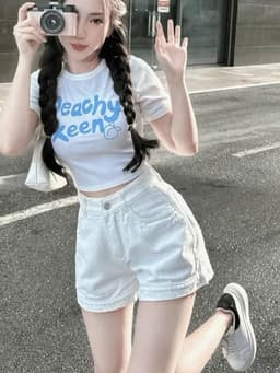 Quần Short Jean Nữ Bacsic Lưng Cao , Form Chữ A Tôn Dáng , Năng Động Cho Mùa Hè 5