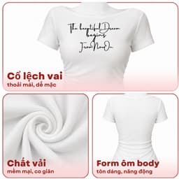 [Có Bigsize 45-85kg] Áo Thun Nữ Tay Ngắn Trễ Vai Ôm Body In Chữ Thun Gân Co Giãn Mềm Mịn Limo A8015 2