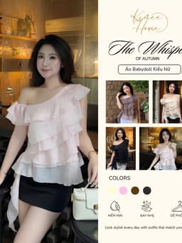 Áo Babydoll Kiểu Nữ Trễ Hở Vai Mặc 2 Kiểu Bèo Nhún Xếp Tầng Đi Biển Muà Hè Kimee - KA877 2