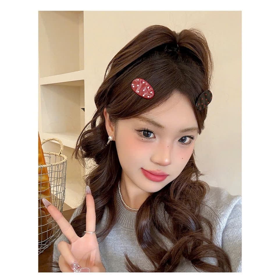 Nơ kẹp tóc hồng dễ thương phong cách Hàn Quốc, Kẹp mái cute cho nữ