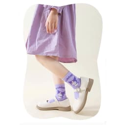 Sét 10 Đôi Tất Vớ Hoạt Hình Kuromi -Tất Cotton Tím Cổ Cao -Phong Cách Hàn Quốc Dành cho bé 1-12 tuổi 6