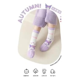 Sét 10 Đôi Tất Vớ Hoạt Hình Kuromi -Tất Cotton Tím Cổ Cao -Phong Cách Hàn Quốc Dành cho bé 1-12 tuổi 9