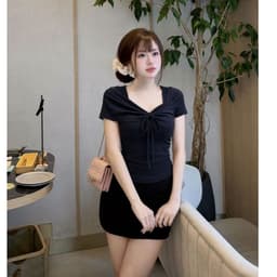 [Có Bigsize 45-85kg] Áo Thun Nữ Lệch Vai Phối Nơ Cột Tay Ngắn Co Giãn 4 Chiều Form Ôm Limo A8016 8