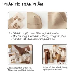 [COMBO] Set 10 ĐôiTấtTrẻ Em set Họa Tết Gấu Xinh Xắn Chất Liệu Cotton Mềm Mịn Co giãn Dành Cho Bé Đến 12 Tuổi 8