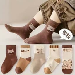 [COMBO] Set 10 ĐôiTấtTrẻ Em set Họa Tết Gấu Xinh Xắn Chất Liệu Cotton Mềm Mịn Co giãn Dành Cho Bé Đến 12 Tuổi 1