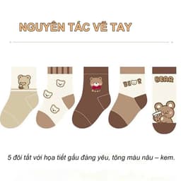 [COMBO] Set 10 ĐôiTấtTrẻ Em set Họa Tết Gấu Xinh Xắn Chất Liệu Cotton Mềm Mịn Co giãn Dành Cho Bé Đến 12 Tuổi 5