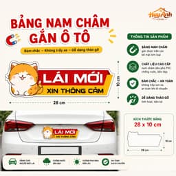 BIỂN LÁI MỚI XIN THÔNG CẢM NAM CHÂM -[Hình chú mèo dẽ thương] - NAM CHÂM HÚT TỐT - 28X10 CM 2