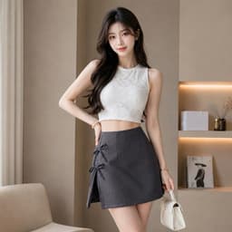 Chân váy nữ dáng chữ A thắt nơ Hàn Quốc g V7300 - Fashion 73 9