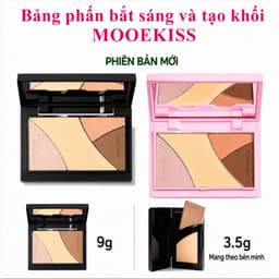 Bảng phấn bắt sáng và tạo khối MOOEKISS lên màu tự nhiên, chống nước lâu trôi 9g3.5g 1