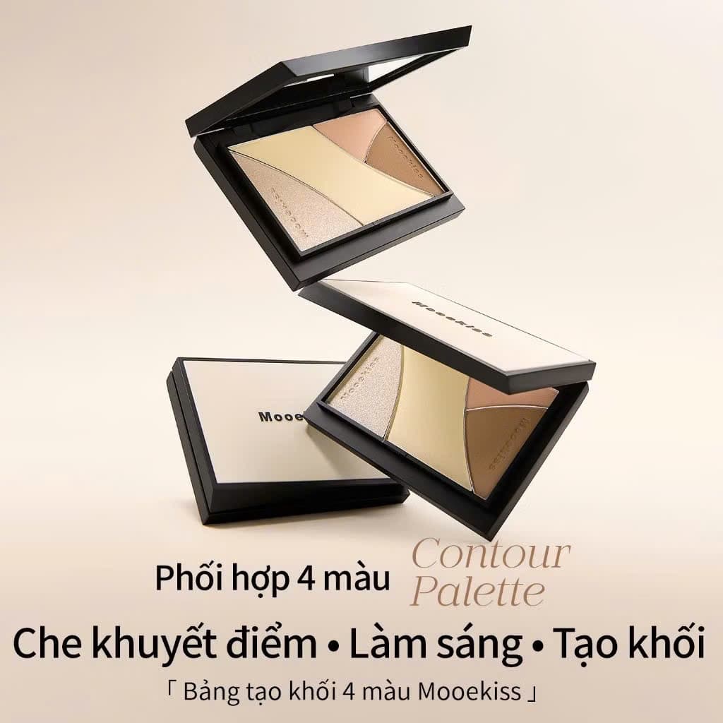 Bảng phấn bắt sáng và tạo khối MOOEKISS lên màu tự nhiên, chống nước lâu trôi