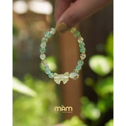 Vòng tay Midori đá thiên nhiên may mắn tích cực tài lộc mix charm hợp kim - Mầm by Xanh 5