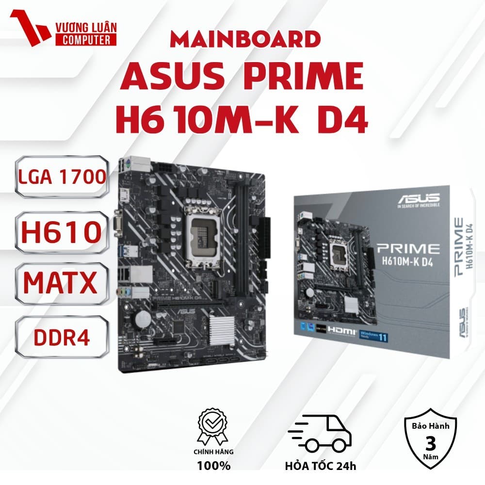 Bo mạch chủ Asus PRIME H610M-K D4 Chính Hãng Full.Vat