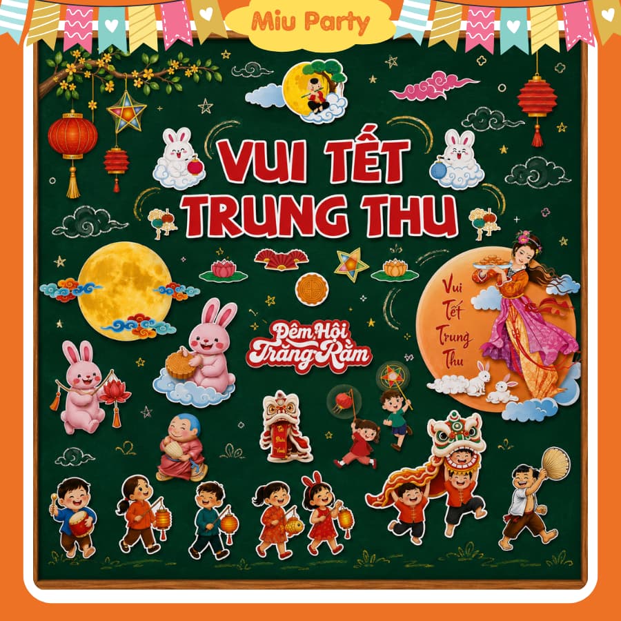 Decal Giấy Dán Trang Trí Trung Thu, Decor Phông Nền Chụp Ảnh 