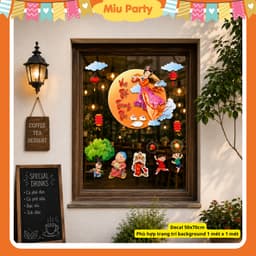 Decal Giấy Dán Trang Trí Trung Thu, Decor Phông Nền Chụp Ảnh  9