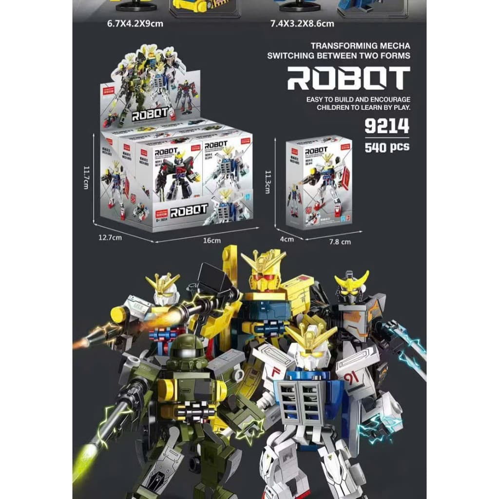 Robot Biến Hình Mecha 2 Trong 1 (Mã 9214) - Bộ Đồ Chơi Lắp Ráp 6 Mẫu Robot & Phương Tiện Chiến Đấu hấp dẫn!