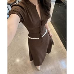 [Set Tiểu Thư Vintage-Dài] Set Áo Tay Phồng Chiết Eo Chân Váy Dài Tôn Dáng Tiểu Thư Thanh Lịch 7