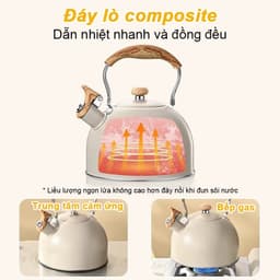 Ấm đun nước inox Yussain 3L Lít có tay cầm tiện dụng. LMS 8