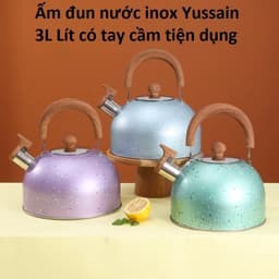 Ấm đun nước inox Yussain 3L Lít có tay cầm tiện dụng. LMS 1