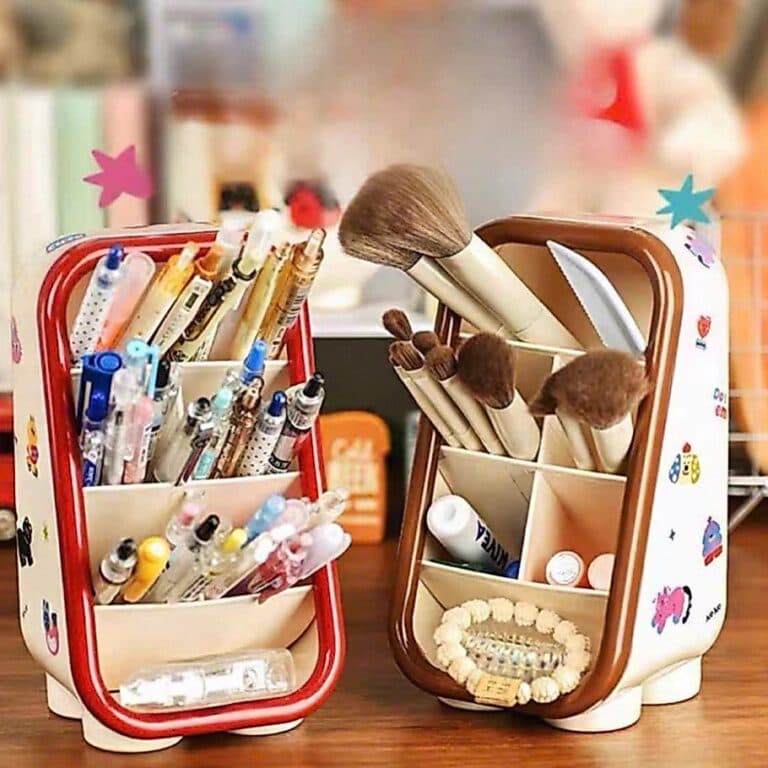 Hộp đựng bút, cọ trang điểm 5 ngăn Nghiêng và Hộp Đựng Bút Đứng 4 Tầng (20x9x5cm)