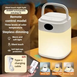 Đèn ngủ để bàn cảm ứng tích điện 3 màu ánh sáng VO15 và Đèn Ngủ Quả Cầu Pha Lê Phát Sáng Có Đế Hộp 1