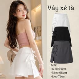 Chân váy kiểu nữ xẻ tà bên đính nơ dáng chữ A sang trọng - Fashion 73 1