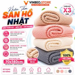 Khăn tăm thêu hình gấu thỏ hoạt hình đáng yêu,kích thước lớn 70x140cm Dày,Mềm Mại,Thấm hút tốt - VINBEO 1