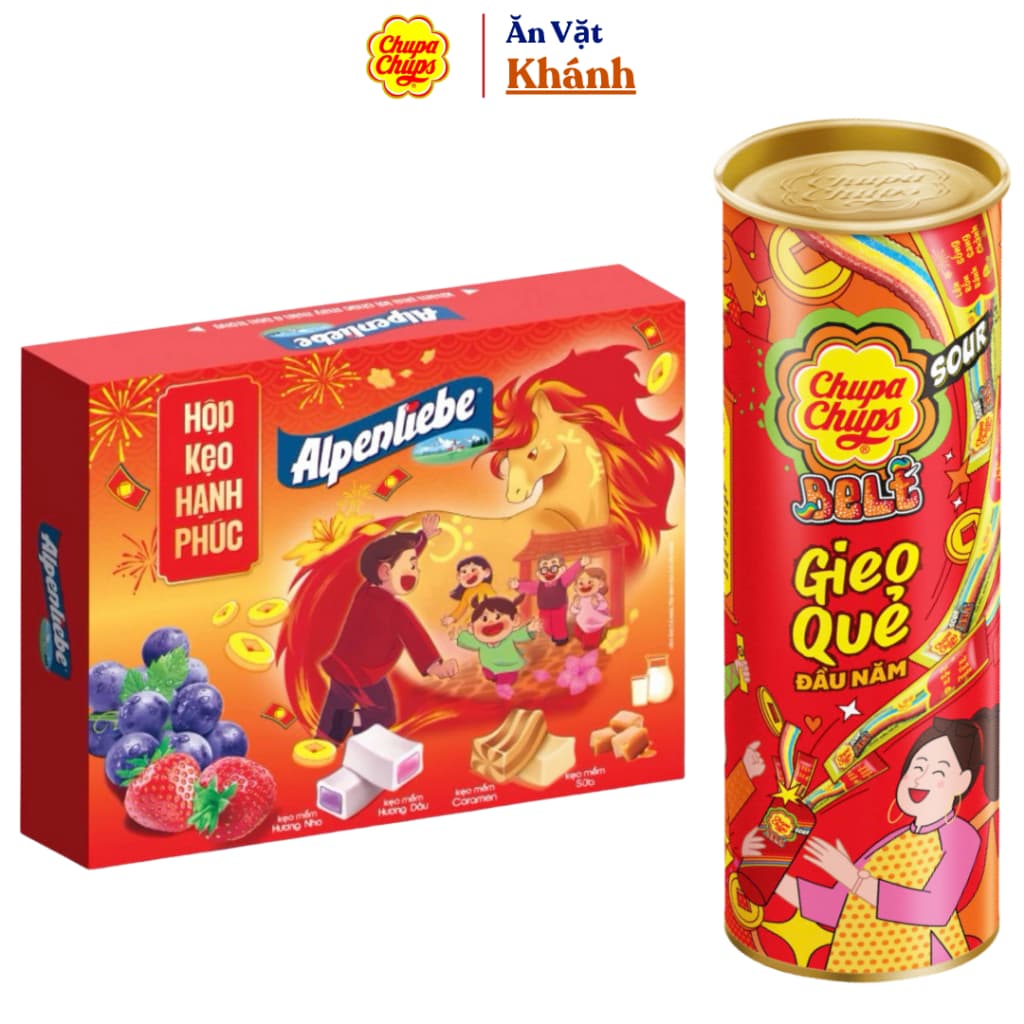 Hộp Quà Tết 2026 Kẹo Alpenliebe – Mentos – Golia – Chupa Chups Nhiều Phiên Bản