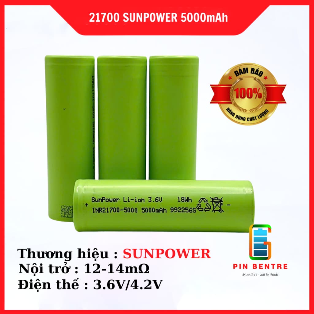 Cell Pin 21700 Sunpower 5000mah xả 6C hàng mới chính hãng