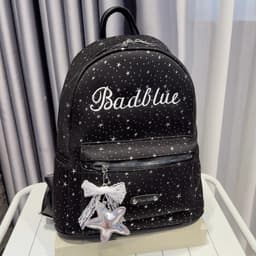 Balo Đi Học Sao Nhũ Thêu Chữ Badblue Size 40 Chất Vải Canvas Chống Thấm Bản Quai To Size 40 Đựng Vừa Sách Vở A4 Laptop 5