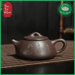 Bộ ấm tử sa dáng thạch biều chất đất tử nê kèm 4 chén 2