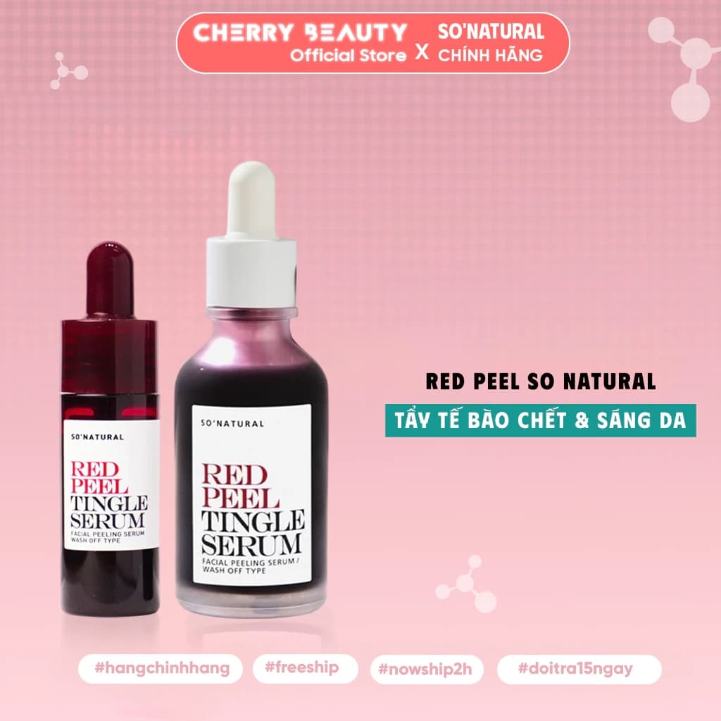 (Công ty) Tinh Chất Red Peel Tingle Serum So’Natural Trắng Da Đều Màu, Cải Thiện Lỗ Chân Lông| Cherry Beauty