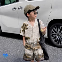 Set Bộ Bé Trai Safari Voyage MK Kids Áo Sơ Mi Cộc Tay Đi Chơi Mùa Hè Chất Lụa Mịn Thoáng Mát 2-10 Tuổi 4